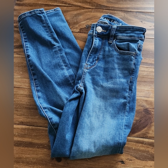 American Eagle Next Level Stretch Super Hi Rise Jegging Womens Size 0  Blue - Picture 1 of 8